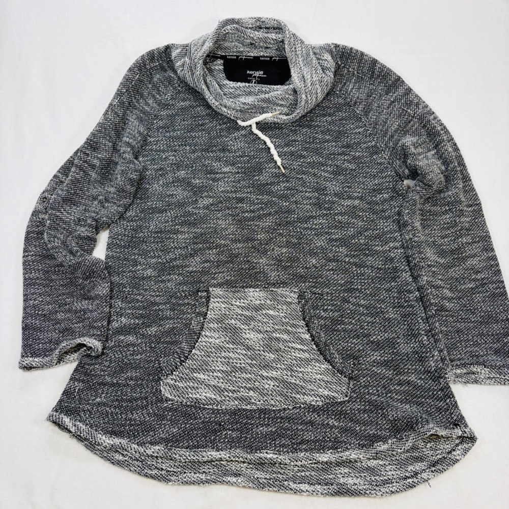 Kensie Performance Womens Large Space Dye Cowl Neck Quick Dry Pullover Gray